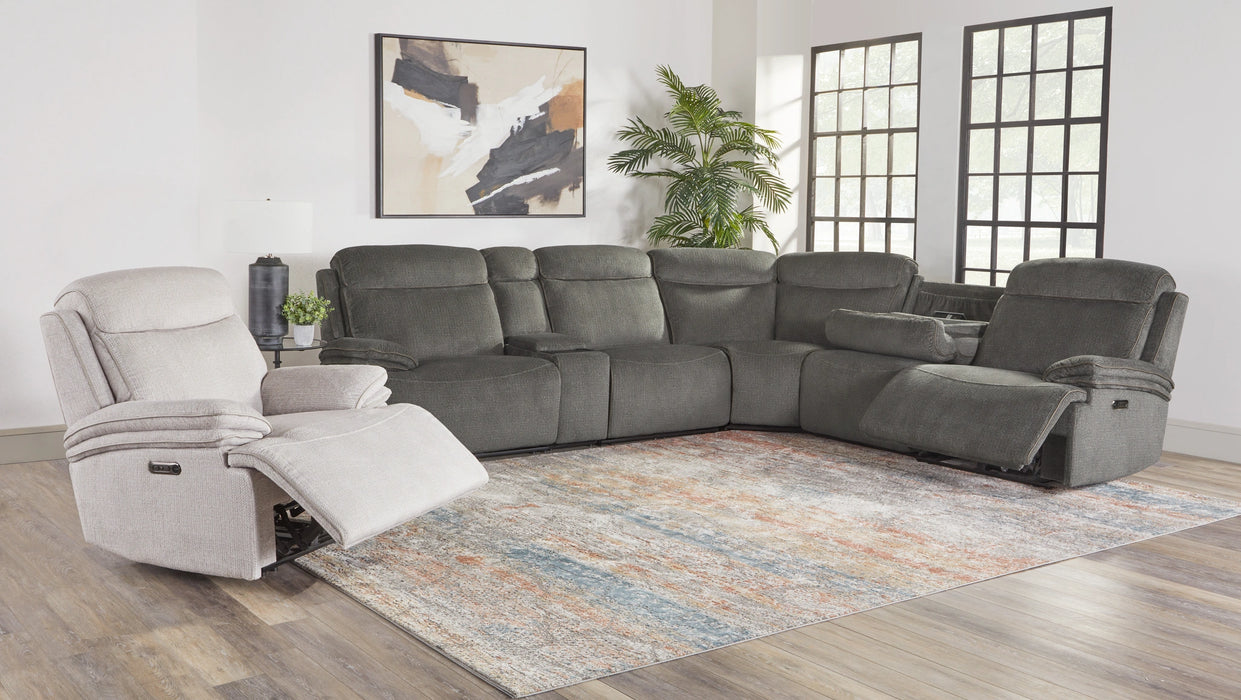 Parker Living Alpine - Airy Midnight 6 Piece Zero Gravity Power Reclining Sectional with Power Adjustable Headrests