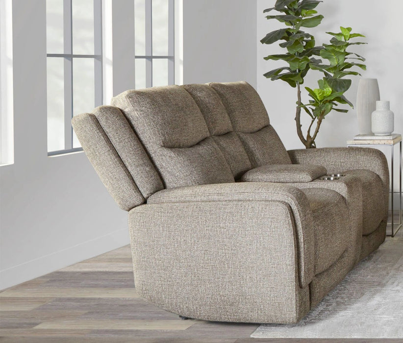 Parker Living Penfield - Frappe Zero Gravity Power Reclining Console Loveseat with Heat Massage and Speaker P3