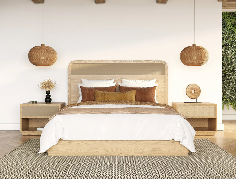 Gavin - Modern Natural Ash + Rattan 4-Piece Bedroom Set