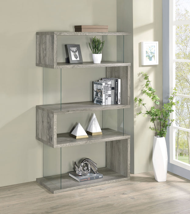 Emelle 4-shelf Bookcase with Glass Panels - Visions in Furniture (La Mirada, CA)