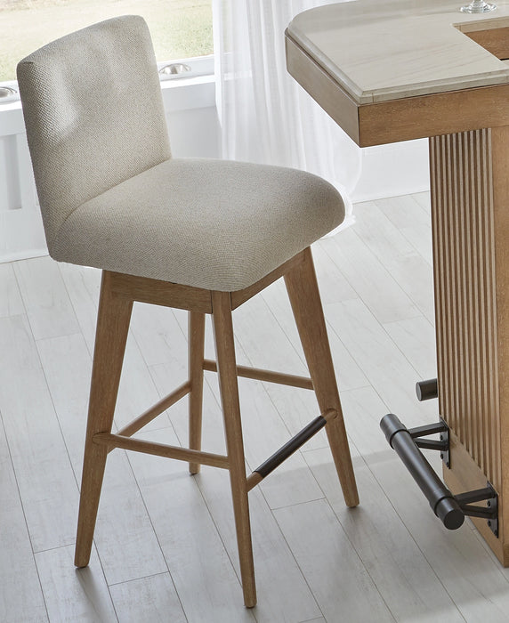 Parker House Escape - Dining 78 Inch Bar with 2 Upholstered Swivel Barstools