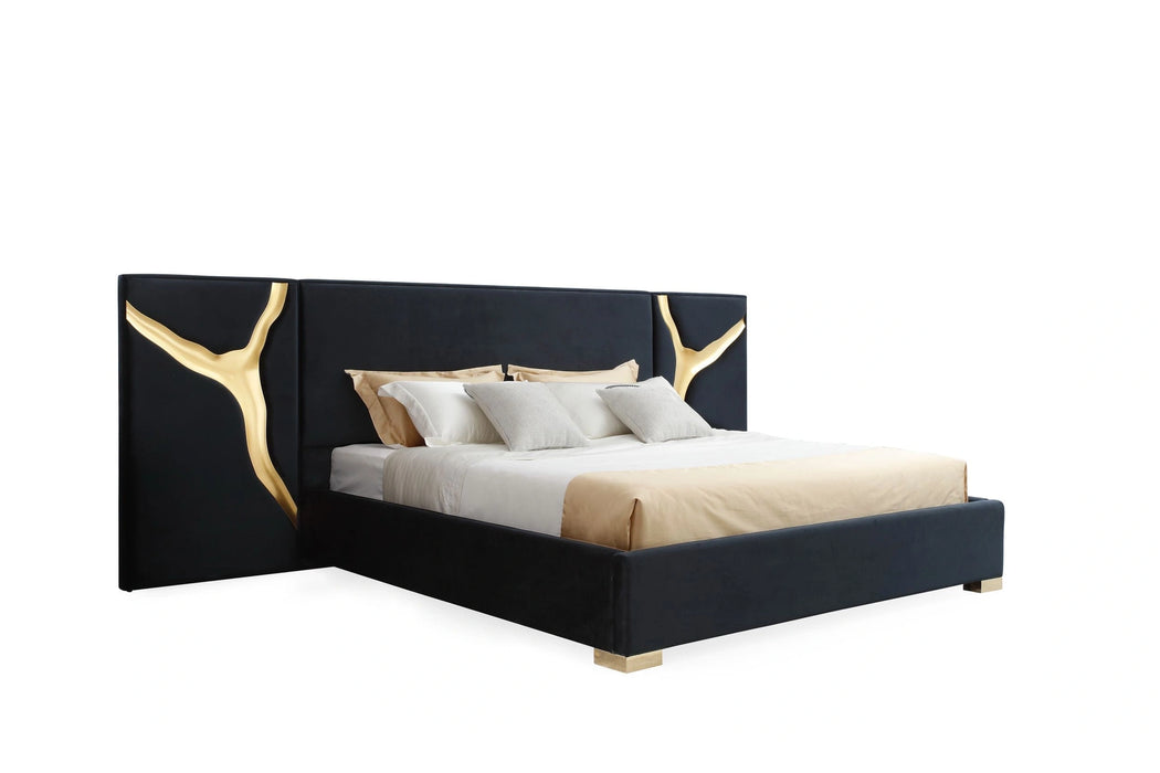Aspen - Modern Black + Gold Bed + Nightstands