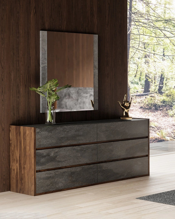 Rado - Modern Walnut & Volcanic Slate 4-Piece Bedroom Set