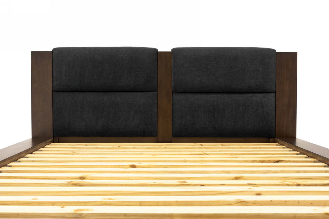 Fantasia - Contemporary Dark Walnut and Dark Grey Bed