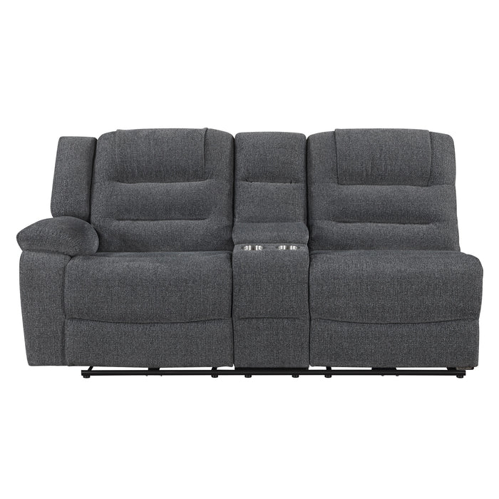 Redondo Laf Console Loveseat W/ 2 Recliners-Dk Gray