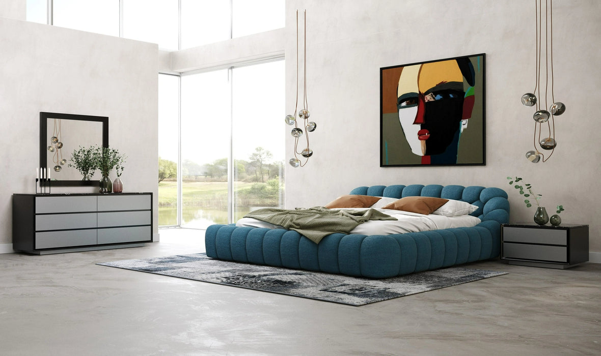 Yolonda - Modern Dark Teal Fabric Bed