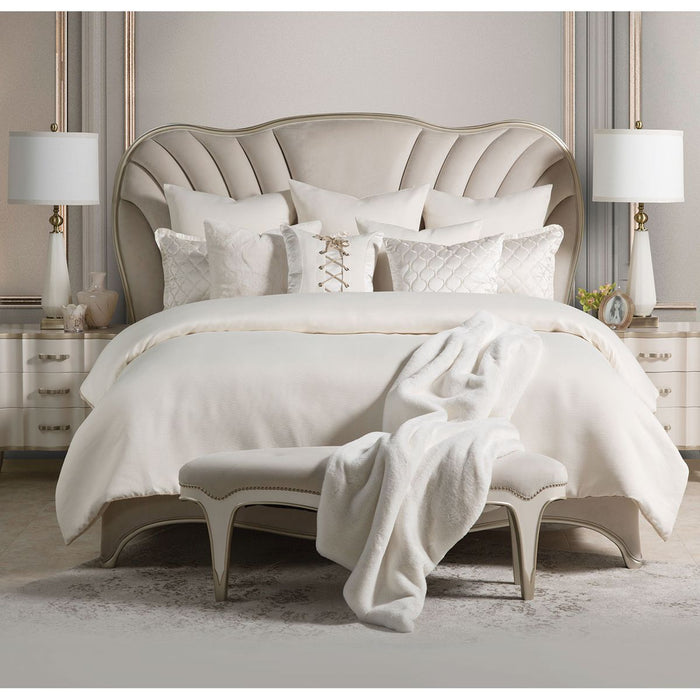 AICO London Place Bed Bench in Creamy Pearl - Visions in Furniture (La Mirada, CA)