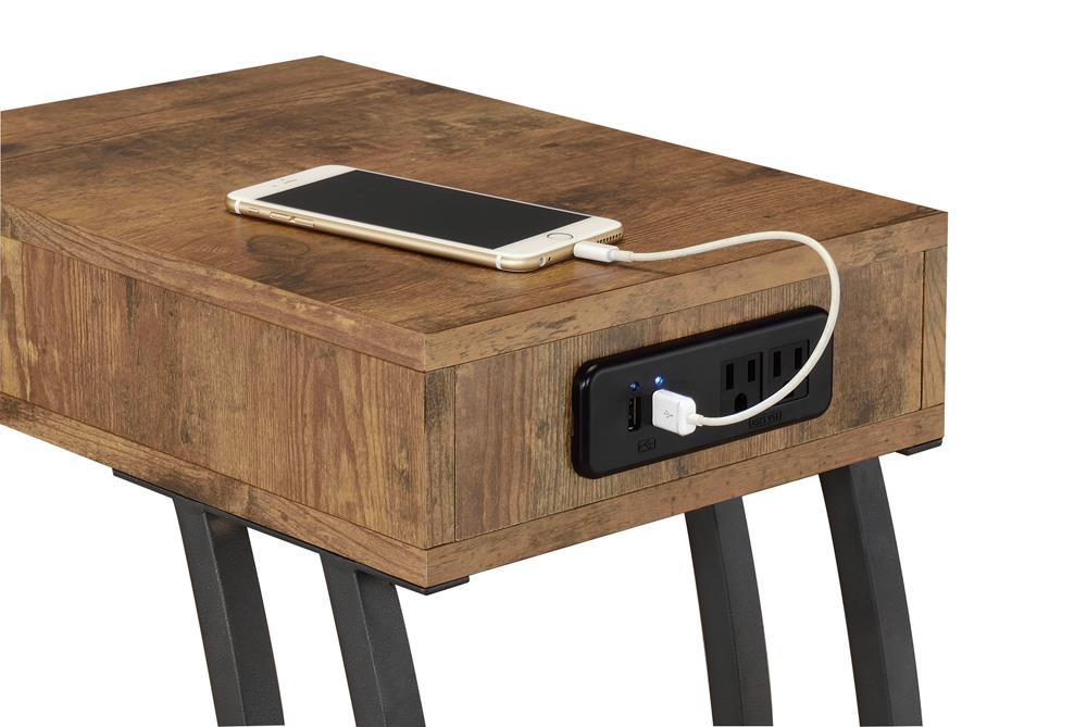 Troy Accent Table with Power Outlet Antique Nutmeg - Visions in Furniture (La Mirada, CA)