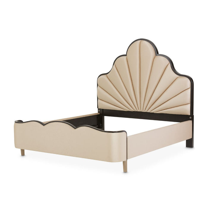 AICO Malibu Crest King Scalloped Panel Bed in Dark Espresso - Visions in Furniture (La Mirada, CA)