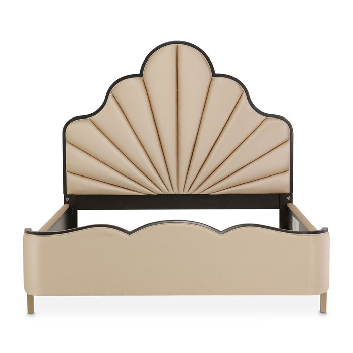 AICO Malibu Crest King Scalloped Panel Bed in Dark Espresso - Visions in Furniture (La Mirada, CA)