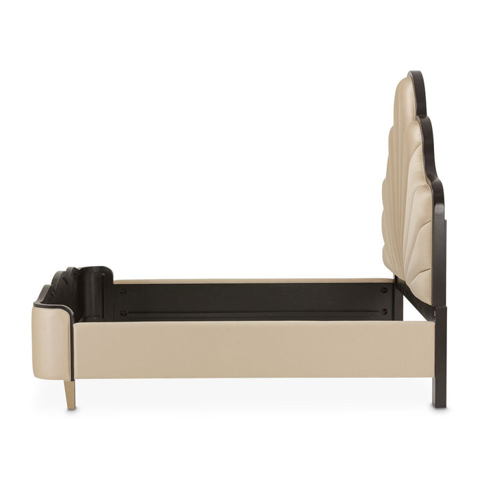 AICO Malibu Crest King Scalloped Panel Bed in Dark Espresso - Visions in Furniture (La Mirada, CA)