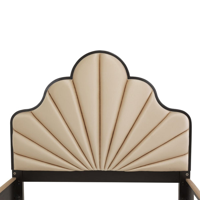 AICO Malibu Crest King Scalloped Panel Bed in Dark Espresso - Visions in Furniture (La Mirada, CA)