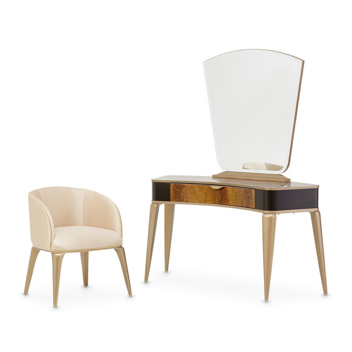 AICO Malibu Crest Rectangular Dining Table in Crotch Mahogany - Visions in Furniture (La Mirada, CA)