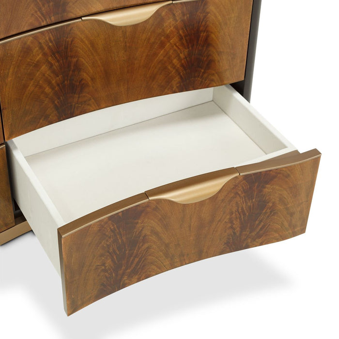AICO Malibu Crest 9 Drawer Dresser in Crotch Mahogany - Visions in Furniture (La Mirada, CA)