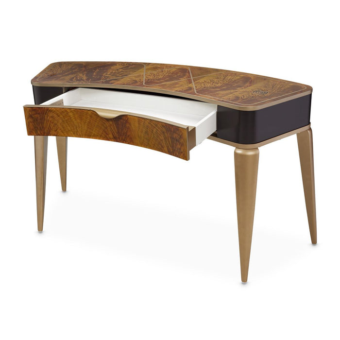 AICO Malibu Crest Vanity Desk in Crotch Mahogany - Visions in Furniture (La Mirada, CA)