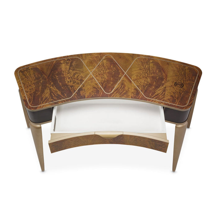 AICO Malibu Crest Vanity Desk in Crotch Mahogany - Visions in Furniture (La Mirada, CA)
