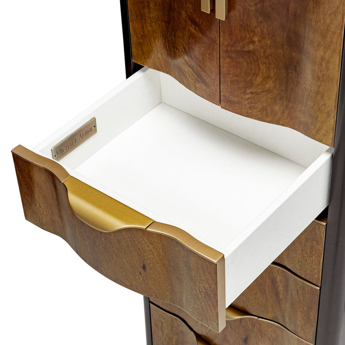 AICO Malibu Crest Swivel Lingerie Chest in Crotch Mahogany - Visions in Furniture (La Mirada, CA)