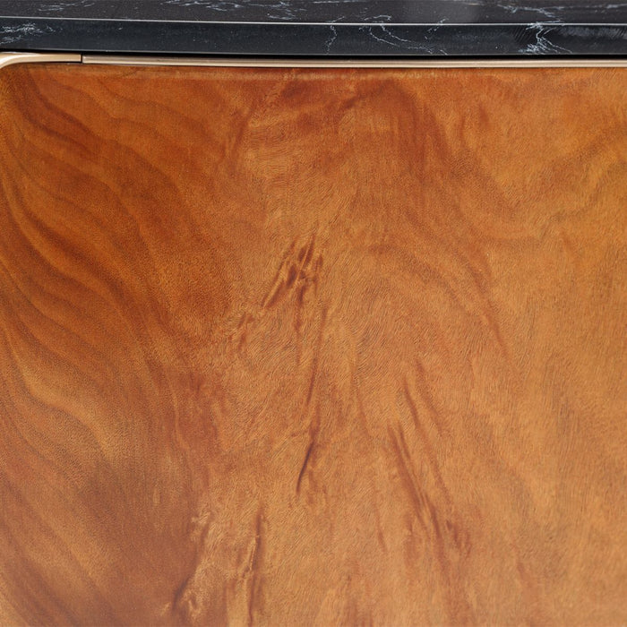 AICO Malibu Crest TV Console in Crotch Mahogany - Visions in Furniture (La Mirada, CA)