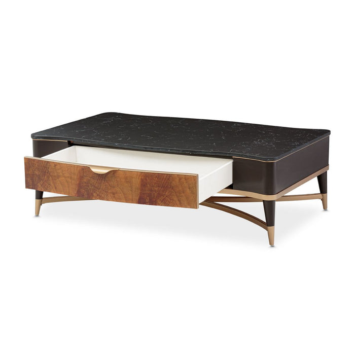 AICO Malibu Crest Rectangular Cocktail Table in Crotch Mahogany - Visions in Furniture (La Mirada, CA)