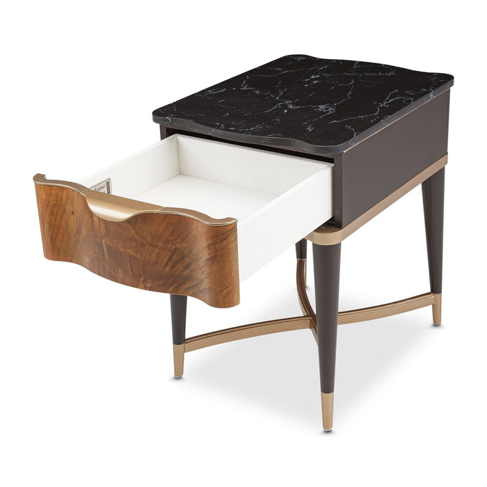 AICO Malibu Crest End Table in Crotch Mahogany - Visions in Furniture (La Mirada, CA)