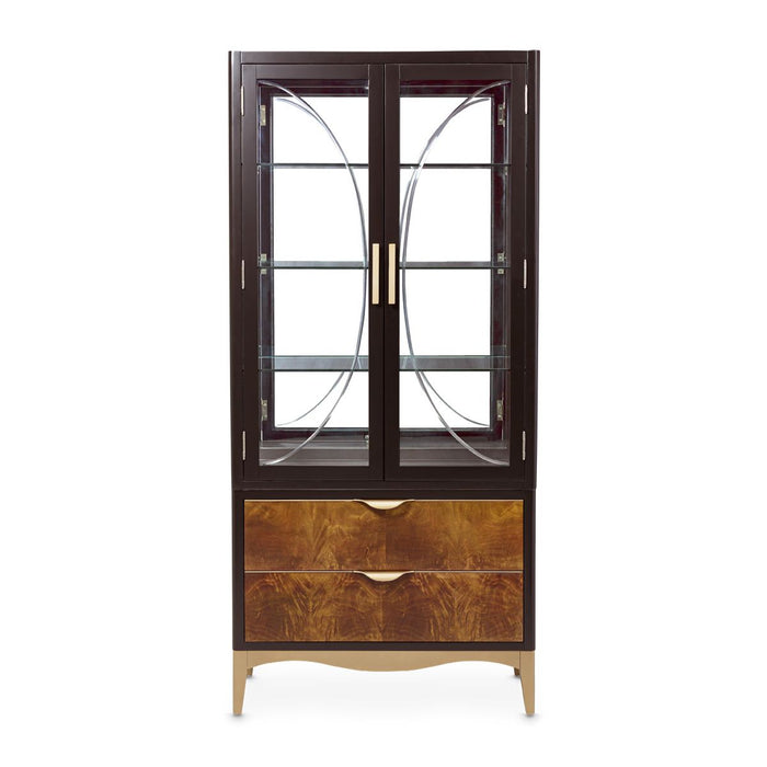 AICO Malibu Crest Display Cabinet in Crotch Mahogany - Visions in Furniture (La Mirada, CA)