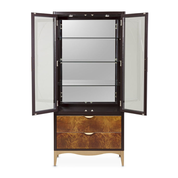 AICO Malibu Crest Display Cabinet in Crotch Mahogany - Visions in Furniture (La Mirada, CA)