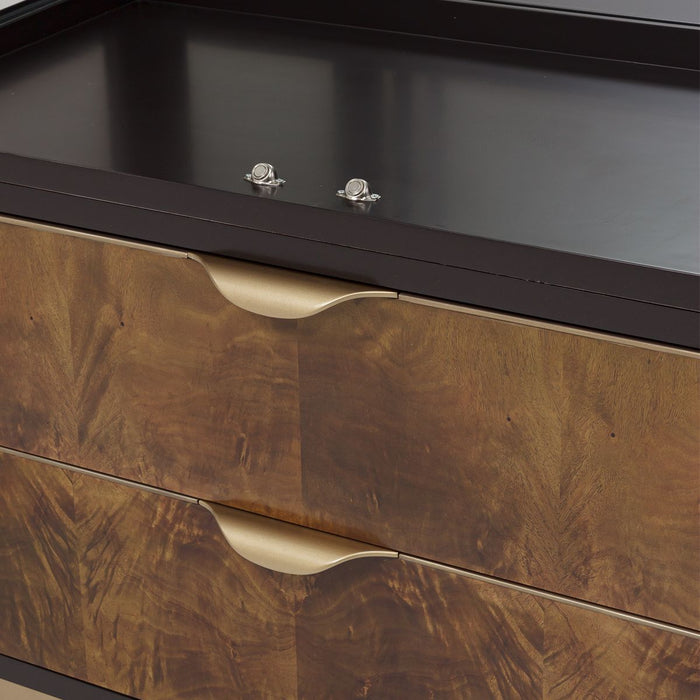 AICO Malibu Crest Display Cabinet in Crotch Mahogany - Visions in Furniture (La Mirada, CA)