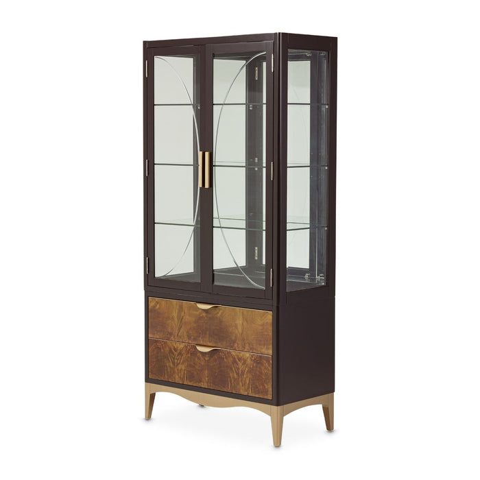AICO Malibu Crest Display Cabinet in Crotch Mahogany - Visions in Furniture (La Mirada, CA)