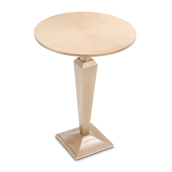 AICO Malibu Crest Round Pedestal Tea Table in Crotch Mahogany - Visions in Furniture (La Mirada, CA)