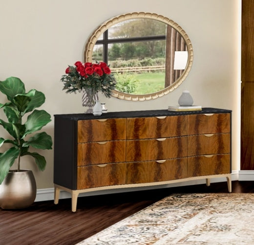 AICO Malibu Crest Oval Wall Mirror in Burnished Gold - Visions in Furniture (La Mirada, CA)