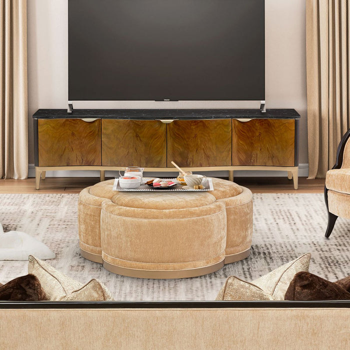 AICO Malibu Crest Clover Cocktail Ottoman in Dark Espresso - Visions in Furniture (La Mirada, CA)