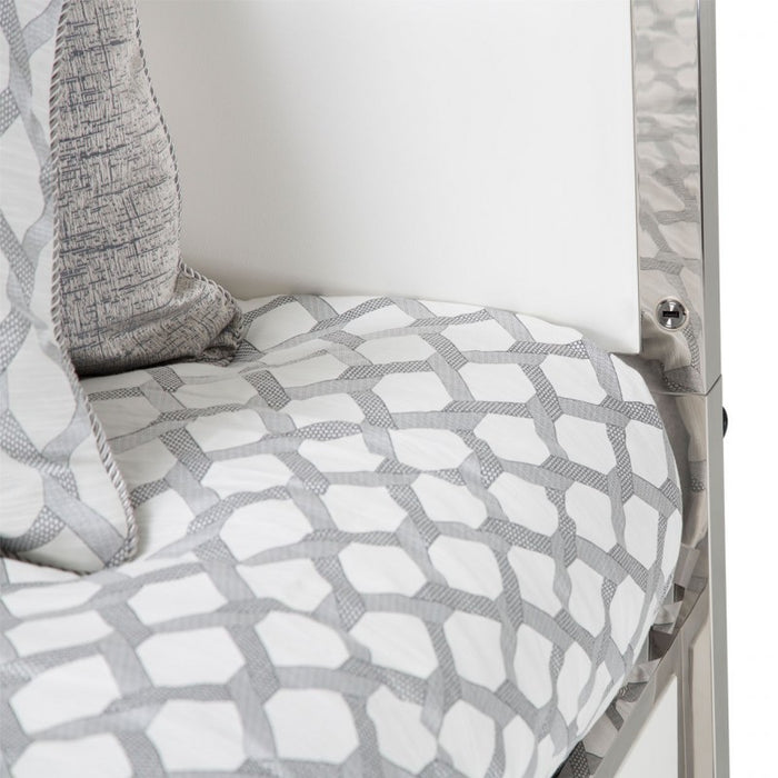 Aico State St Metal Cal King Panel Bed in Glossy White - Visions in Furniture (La Mirada, CA)