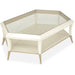 AICO La Rachelle Hexagon Cocktail Table w/Glass in Medium Champagne - Visions in Furniture (La Mirada, CA)