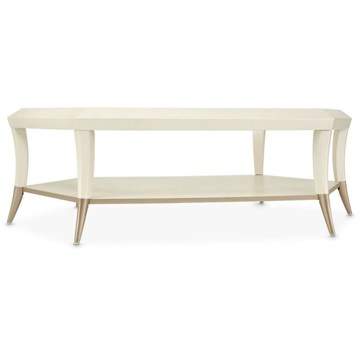 AICO La Rachelle Hexagon Cocktail Table w/Glass in Medium Champagne - Visions in Furniture (La Mirada, CA)