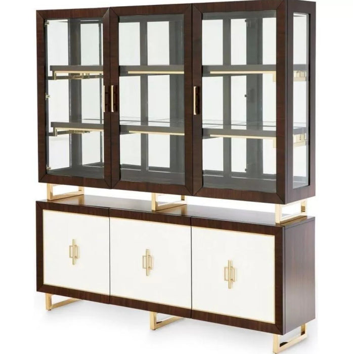 AICO Belmont Place Buffet with China Top in Espresso - Visions in Furniture (La Mirada, CA)