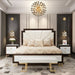 AICO Belmont Place Cal King Panel Upholstered Bed in Espresso - Visions in Furniture (La Mirada, CA)