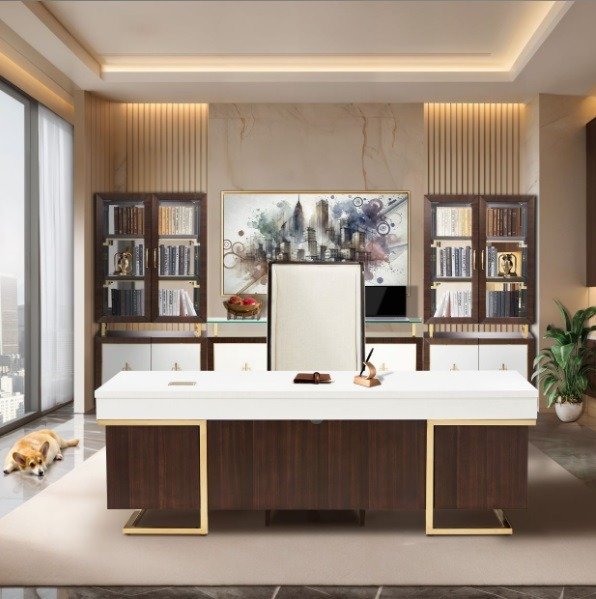 AICO Belmont Place Desk Chair in Espresso - Visions in Furniture (La Mirada, CA)