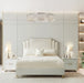 AICO Furniture Palm Gate King Upholstered Platform Bed in Cloud White - Visions in Furniture (La Mirada, CA)