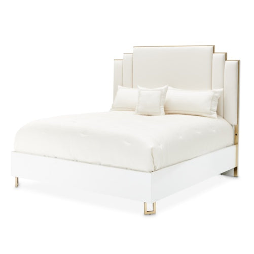 AICO Furniture Palm Gate King Upholstered Platform Bed in Cloud White image