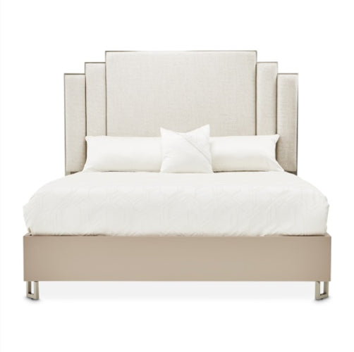 AICO Furniture Palm Gate Queen Upholstered Platform Bed in Clay - Visions in Furniture (La Mirada, CA)