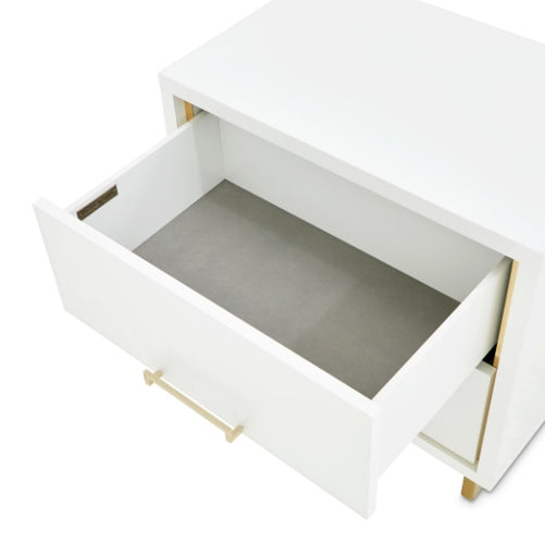 AICO Furniture Palm Gate Nightstand in Cloud White - Visions in Furniture (La Mirada, CA)