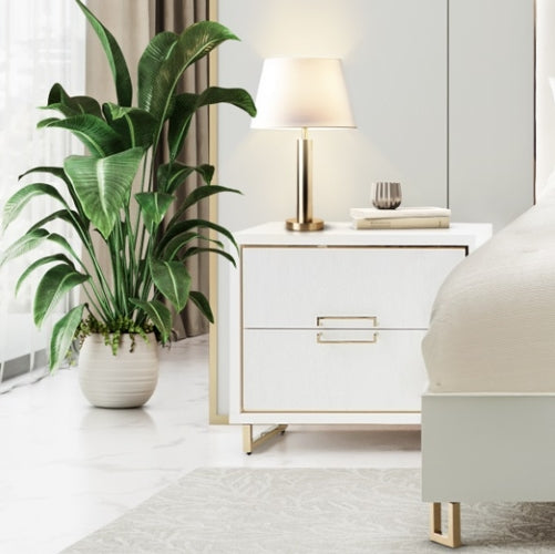 AICO Furniture Palm Gate Nightstand in Cloud White - Visions in Furniture (La Mirada, CA)