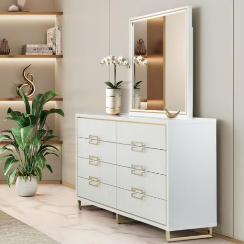 AICO Furniture Palm Gate Wall Mirror in Cloud White - Visions in Furniture (La Mirada, CA)