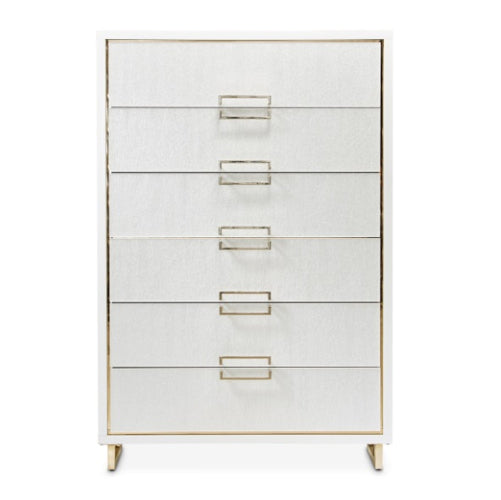 AICO Furniture Palm Gate 6 Drawer Chest in Cloud White - Visions in Furniture (La Mirada, CA)