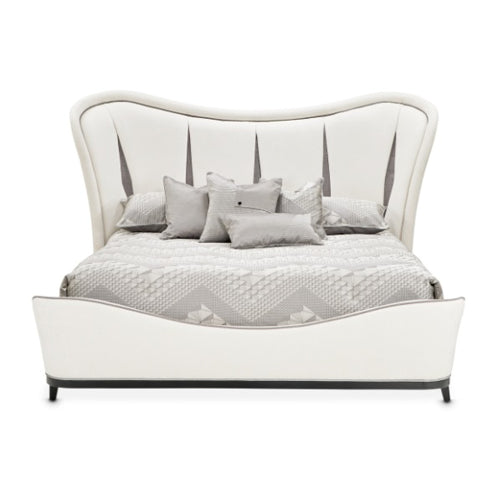 AICO Furniture Tuxedo King Upholstered Bed in Piano Keyboard - Visions in Furniture (La Mirada, CA)