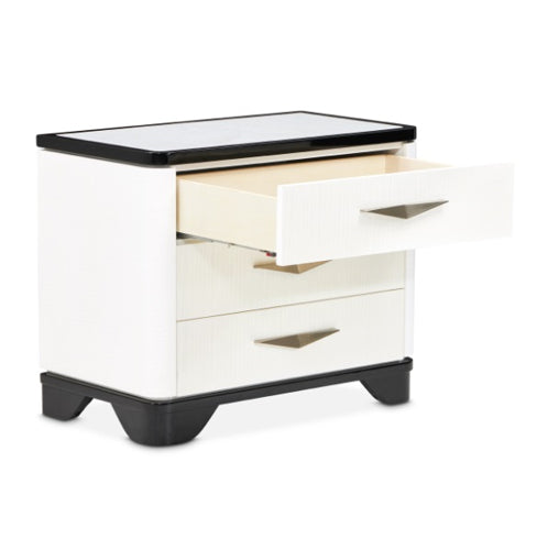 AICO Furniture Tuxedo Large Nightstand in Piano Keyboard - Visions in Furniture (La Mirada, CA)