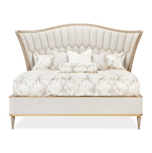 AICO Furniture St.Charles Queen Upholstered Bed in Dove Gray - Visions in Furniture (La Mirada, CA)
