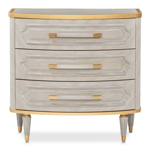 AICO Furniture St.Charles 3 Drawer Nightstand in Dove Gray - Visions in Furniture (La Mirada, CA)