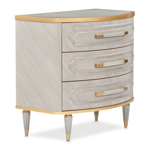 AICO Furniture St.Charles 3 Drawer Nightstand in Dove Gray - Visions in Furniture (La Mirada, CA)