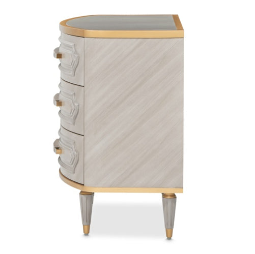 AICO Furniture St.Charles 3 Drawer Nightstand in Dove Gray - Visions in Furniture (La Mirada, CA)